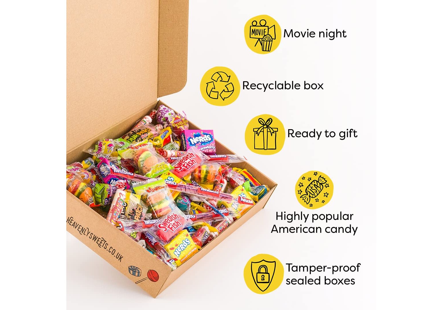 Lebensmittel & Getränke///Geschenkkörbe & Feinkostgeschenke :: Süßigkeiten  :: American Candy Amerikanische Süßigkeiten Box, 100+ Stück! Snackbox, USA Candies Laffy-Taffy, Twizzler, Nerds, Party Süßigkeiten Mix für den  Adventskalender